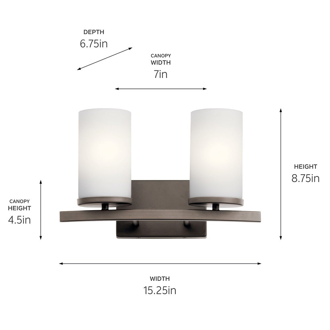 KICHLER-45496NBRCLRKICHLER Crosby 45496 2 Light Vanity Light with Frosted/Clear Glass
