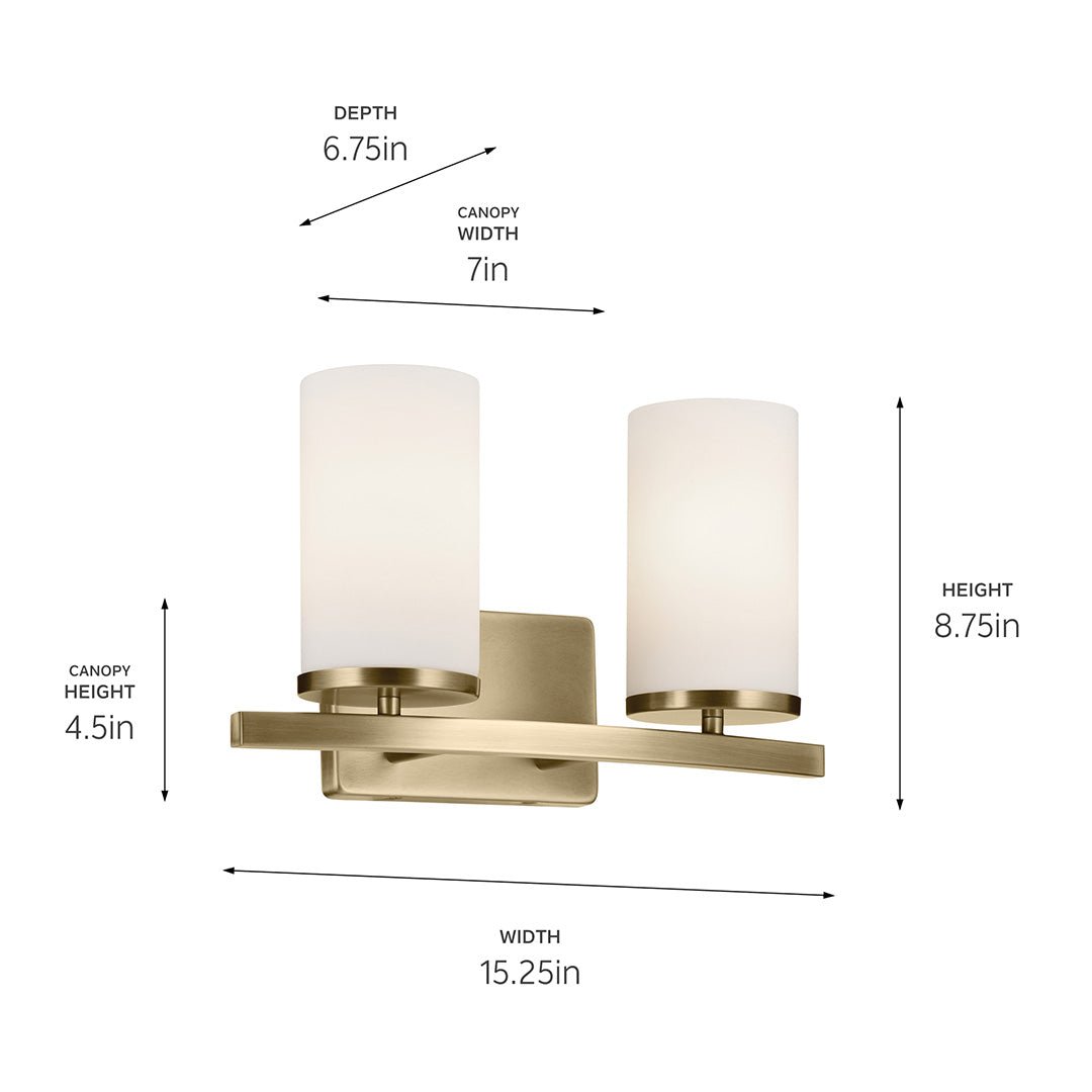 KICHLER-45496NBRCLRKICHLER Crosby 45496 2 Light Vanity Light with Frosted/Clear Glass