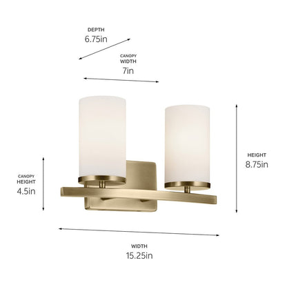 KICHLER-45496NBRCLRKICHLER Crosby 45496 2 Light Vanity Light with Frosted/Clear Glass
