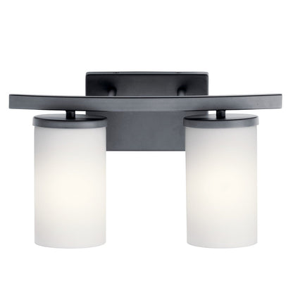 KICHLER-45496BKKICHLER Crosby 45496 2 Light Vanity Light with Frosted/Clear Glass