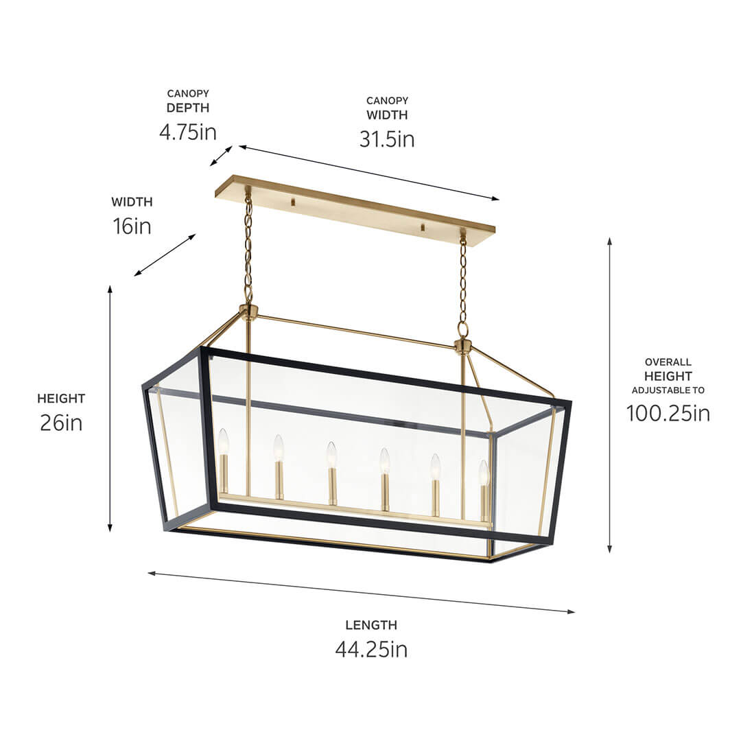 KICHLER-52622CPZWHKICHLER Delvin 52622 16" 6-Light Linear Chandelier