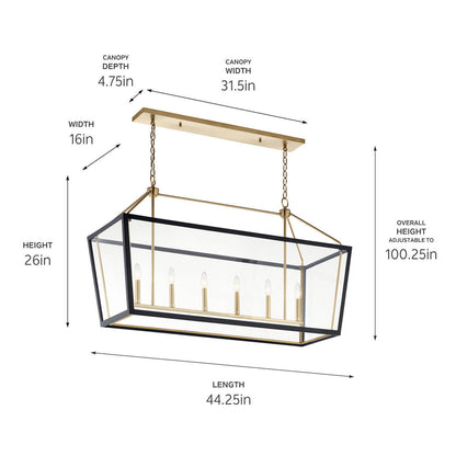 KICHLER-52622CPZWHKICHLER Delvin 52622 16" 6-Light Linear Chandelier