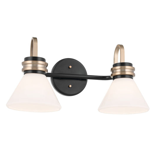 KICHLER-55154BKKICHLER Farum 55154 2 Light Vanity Light with Frosted/Clear Glass