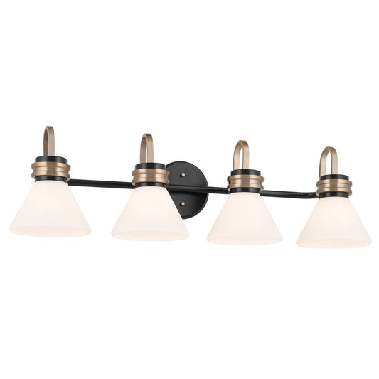 KICHLER-55156BKKICHLER Farum 55156 4 Light Vanity Light with Frosted/Clear Glass