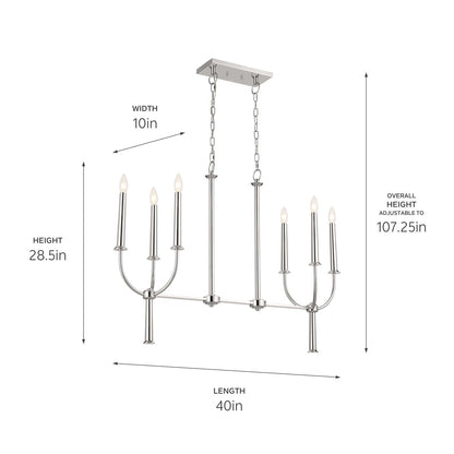 KICHLER-52495PNKICHLER Florence 52495 10" 6-Light Linear Chandelier