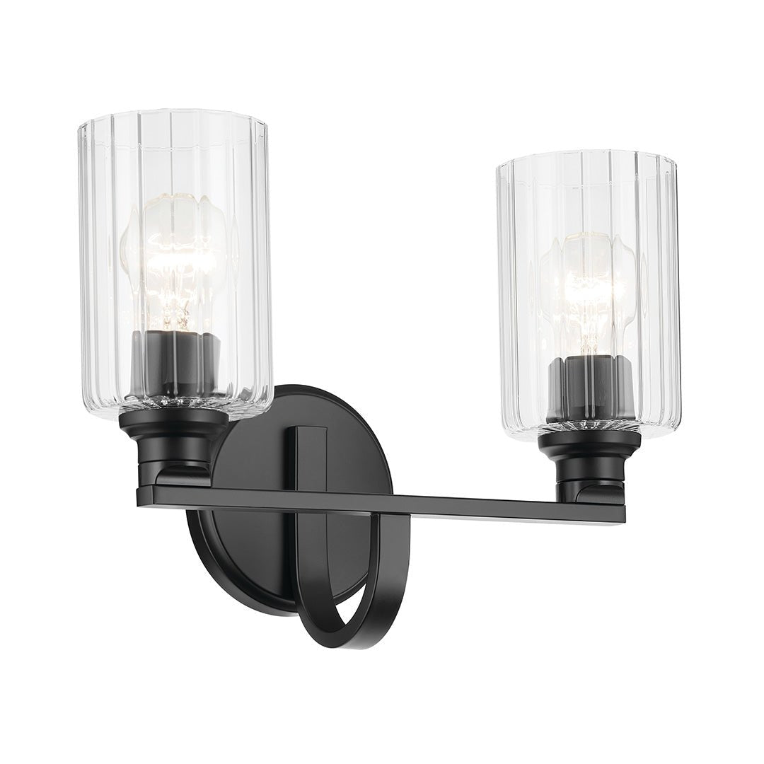 KICHLER-55225BKFLUKICHLER Gioe 55225 2 Light Vanity Light with Clear/Frosted Glass