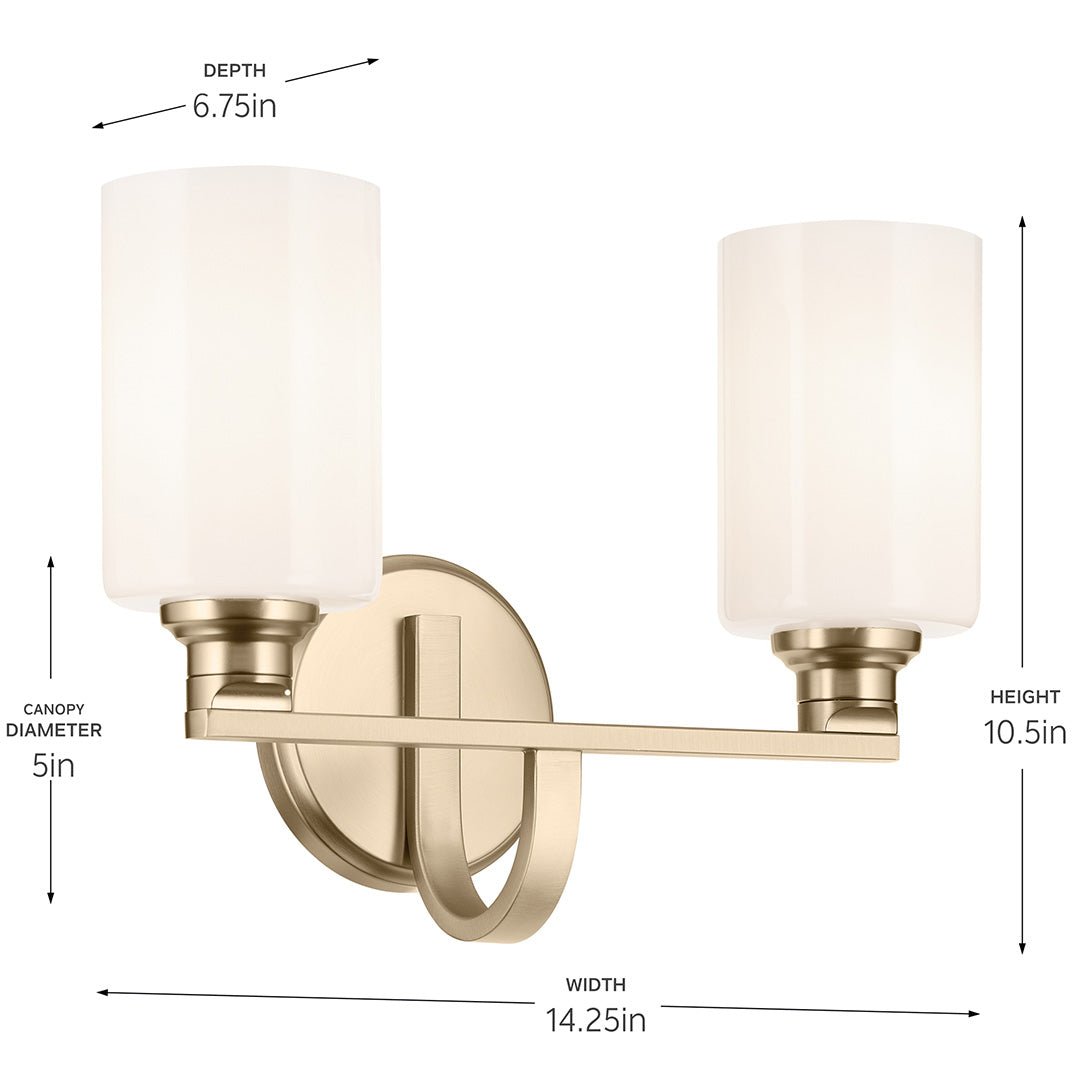 KICHLER-55225CPZKICHLER Gioe 55225 2 Light Vanity Light with Clear/Frosted Glass
