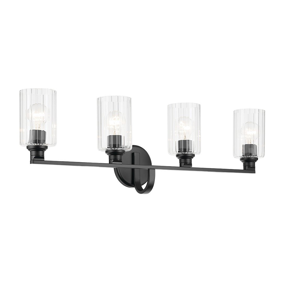 KICHLER-55227BKFLUKICHLER Gioe 55227 4 Light Vanity Light with Clear/Frosted Glass