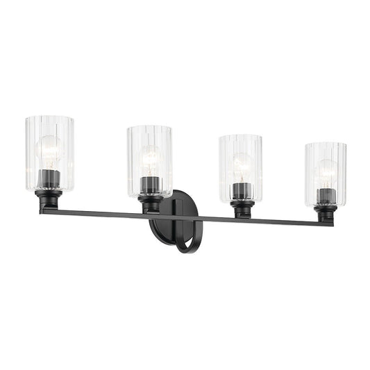 KICHLER-55227BKFLUKICHLER Gioe 55227 4 Light Vanity Light with Clear/Frosted Glass