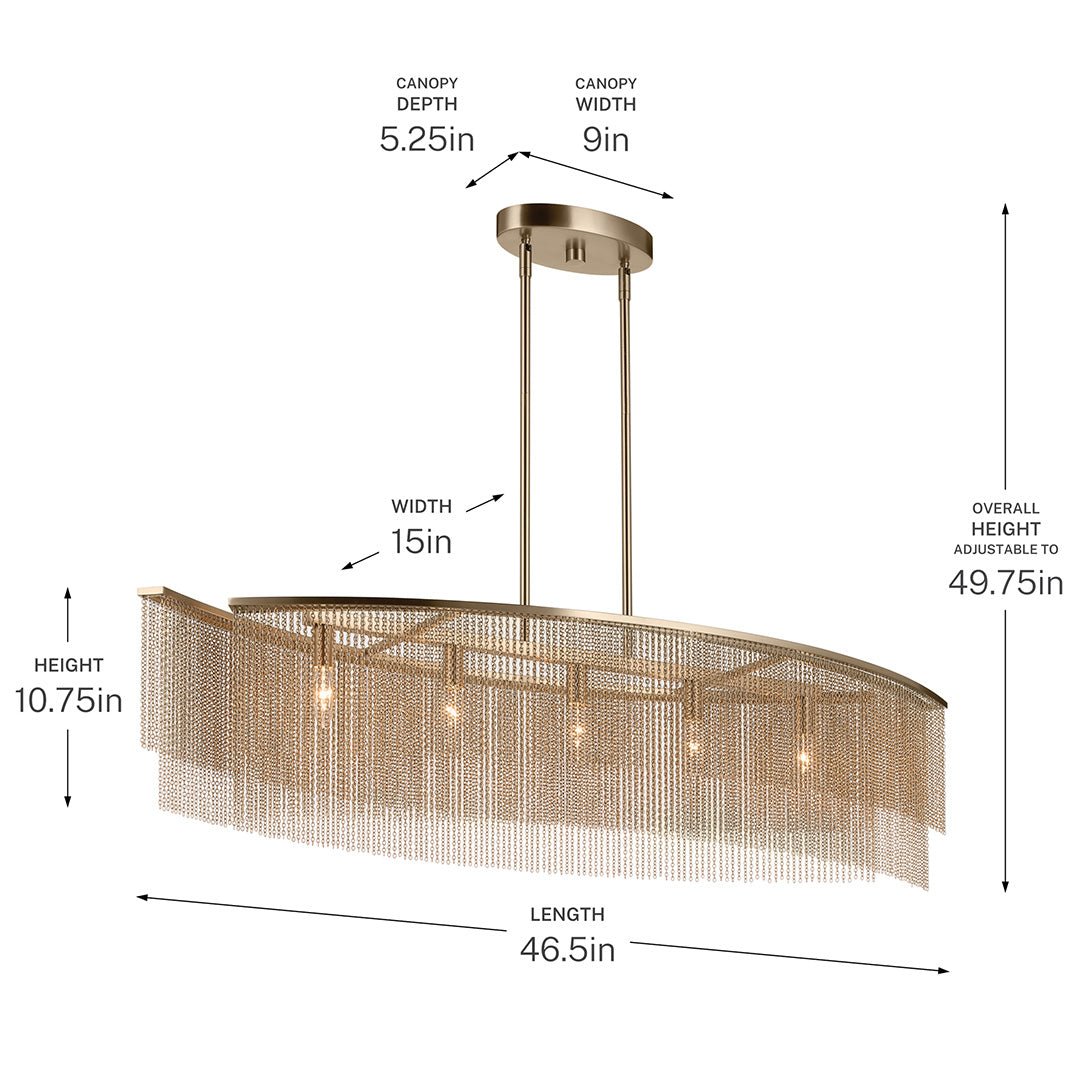 KICHLER-52825CPZKICHLER Khaite 52825 15" 5-Light Linear Chandelier