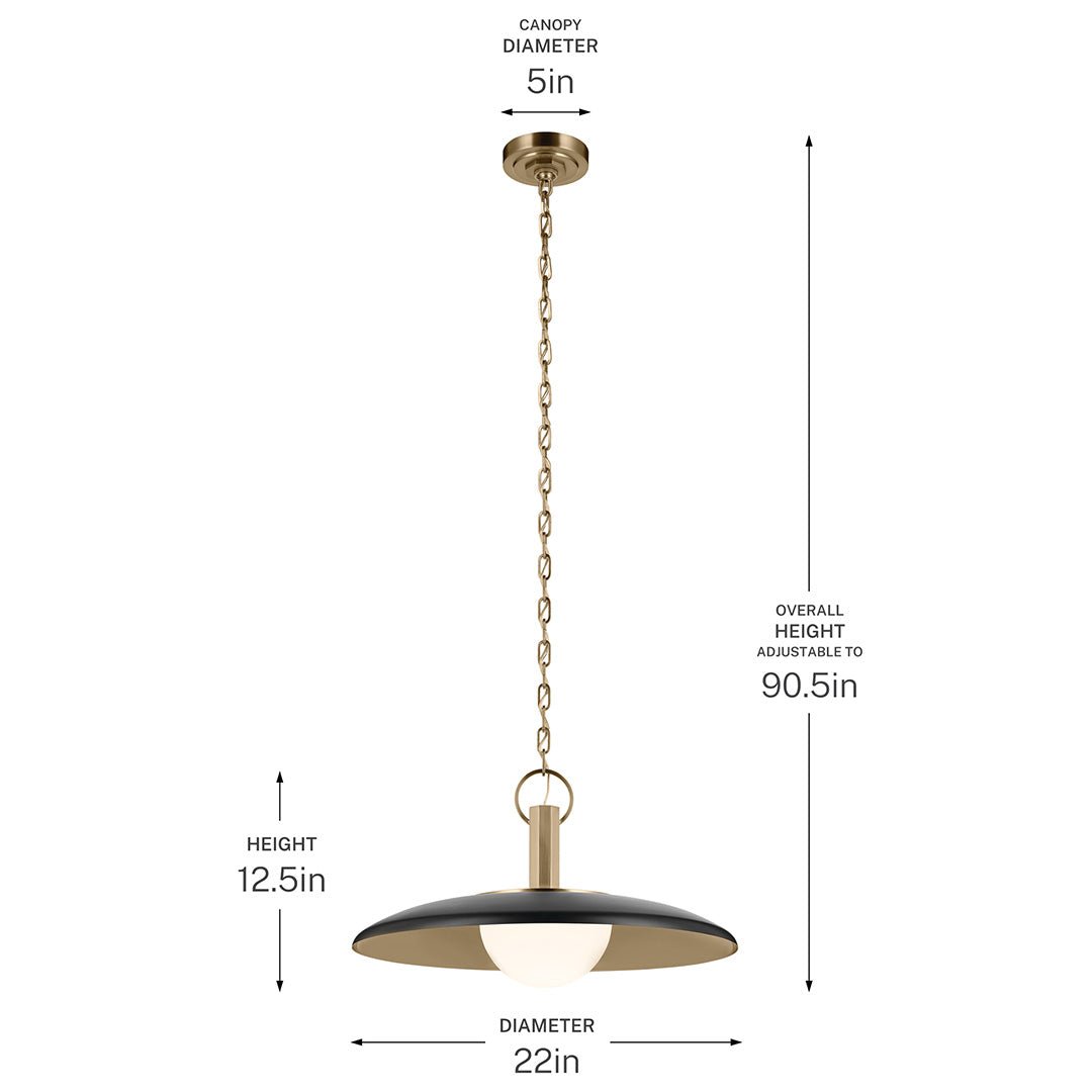 KICHLER-52834BKKICHLER Kurio 16"/22" 1 Light Pendant
