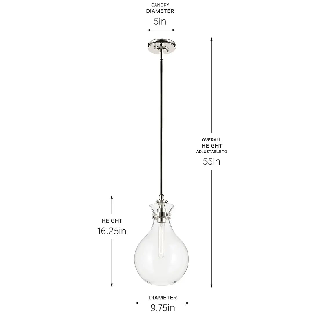 KICHLER-52776CPZCLRKichler Laria 52776 1 Bulb 10 Inch Hourglass Pendant Light
