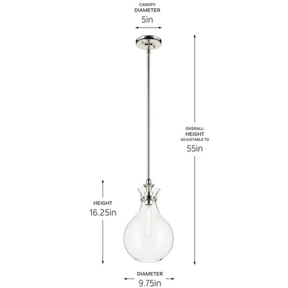 KICHLER-52776CPZCLRKichler Laria 52776 1 Bulb 10 Inch Hourglass Pendant Light