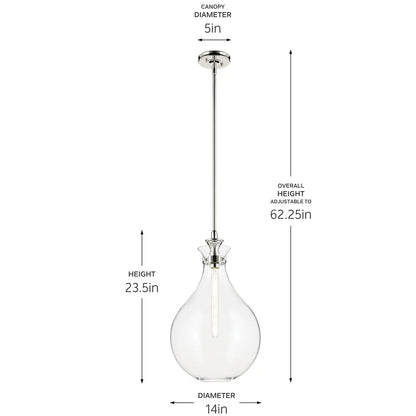 KICHLER-52777BKCLRKichler Laria 52777 1 Bulb 14 Inch Hourglass Pendant Light