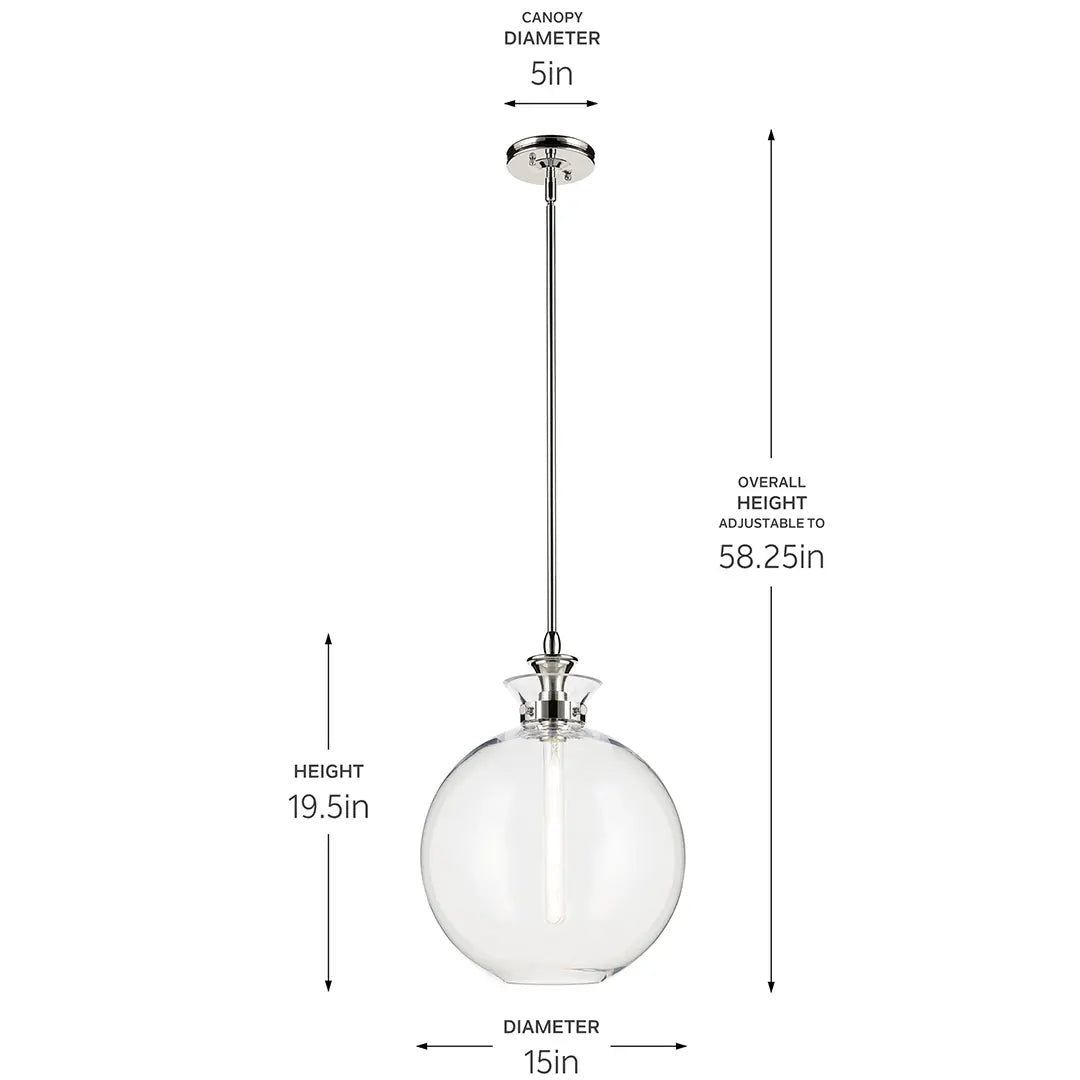 KICHLER-52779BKCLRKichler Laria 52779 1 Bulb 15 Inch Globe Pendant Light