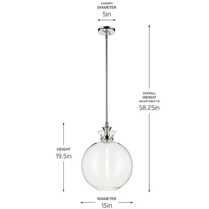 KICHLER-52779BKCLRKichler Laria 52779 1 Bulb 15 Inch Globe Pendant Light