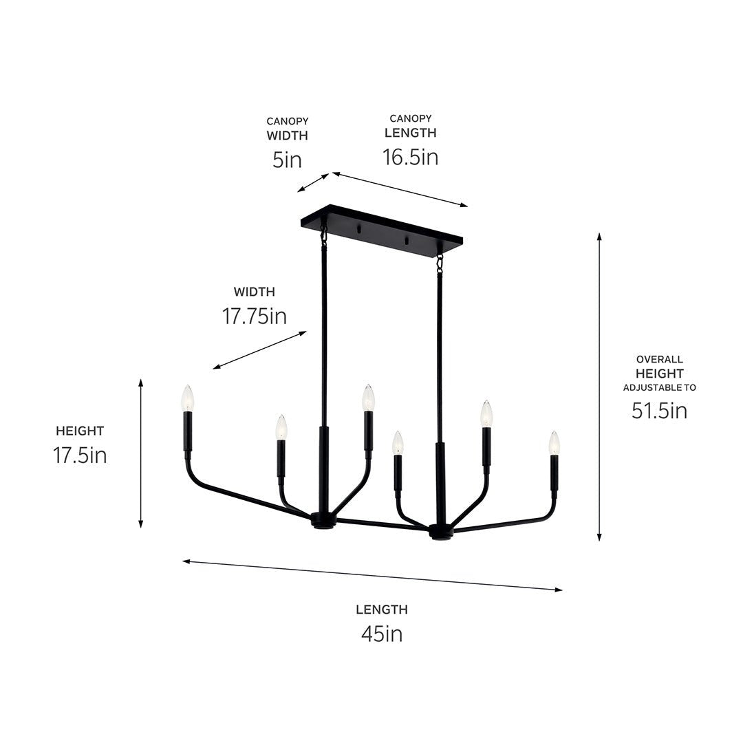 KICHLER-52721NIKICHLER Madden 52721 17.75" 6-Light Linear Chandelier