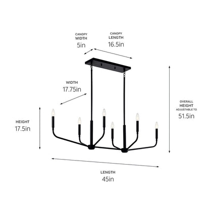 KICHLER-52721NIKICHLER Madden 52721 17.75" 6-Light Linear Chandelier