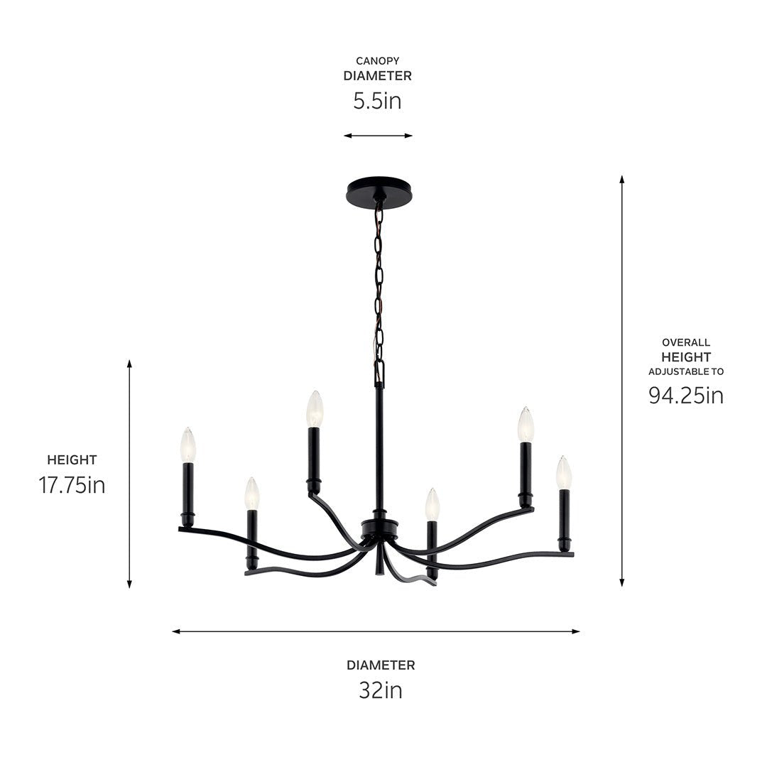 KICHLER-52695PNKICHLER Malene 52695 32" 6-Light Chandelier