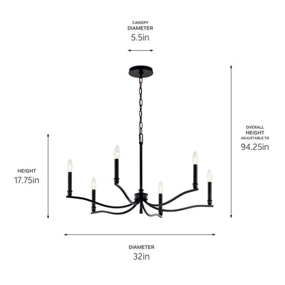 KICHLER-52695PNKICHLER Malene 52695 32" 6-Light Chandelier