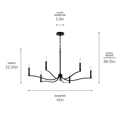 KICHLER-52696PNKICHLER Malene 52696 42" 6-Light Chandelier