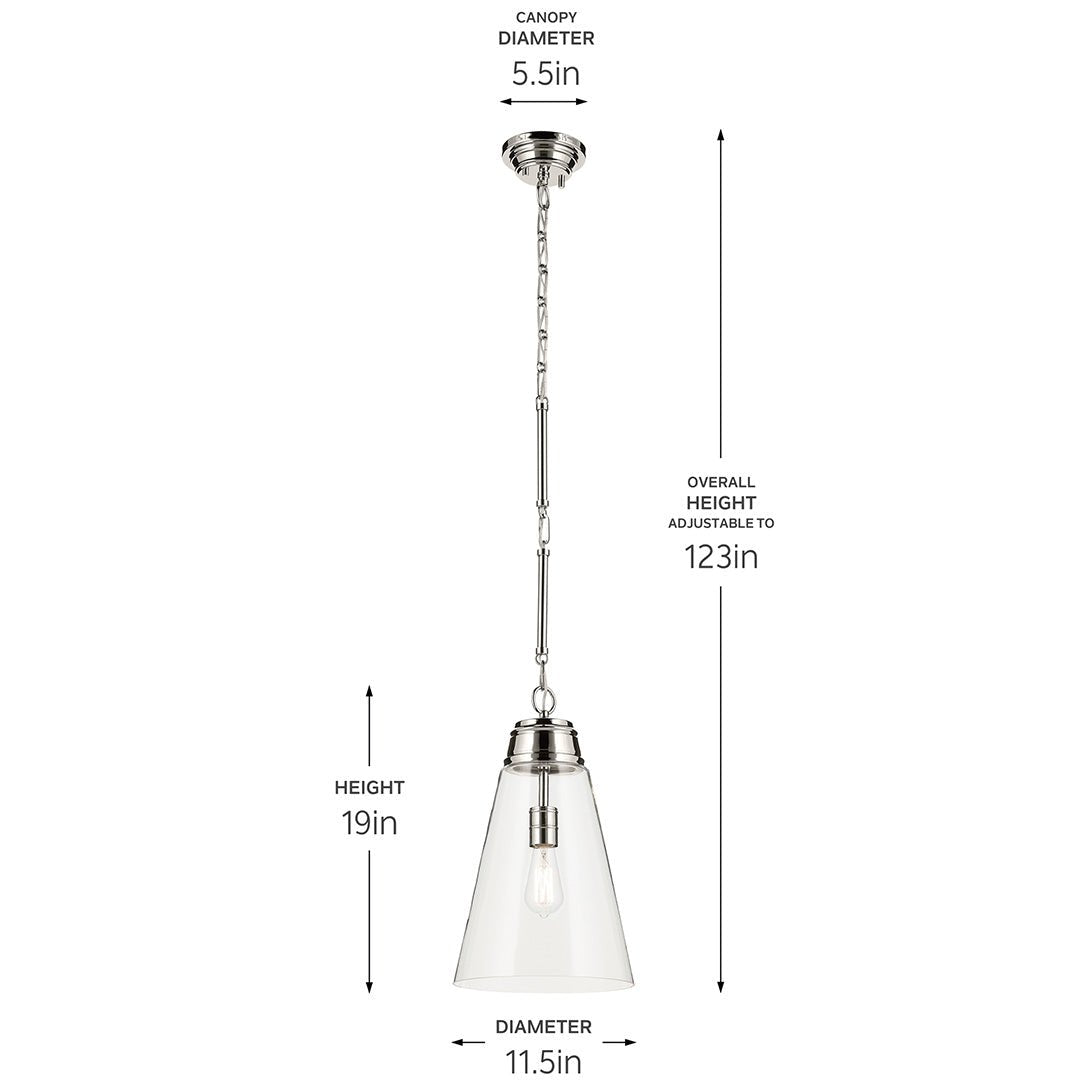 KICHLER-52661CPZKICHLER Marsailli 19"/19.75" 1 Light Pendant with Frosted/Clear Glass