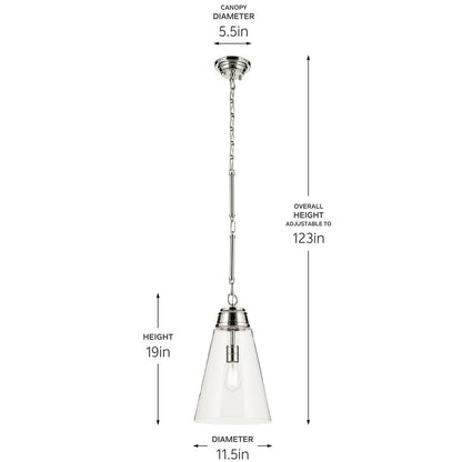 KICHLER-52661CPZKICHLER Marsailli 19"/19.75" 1 Light Pendant with Frosted/Clear Glass