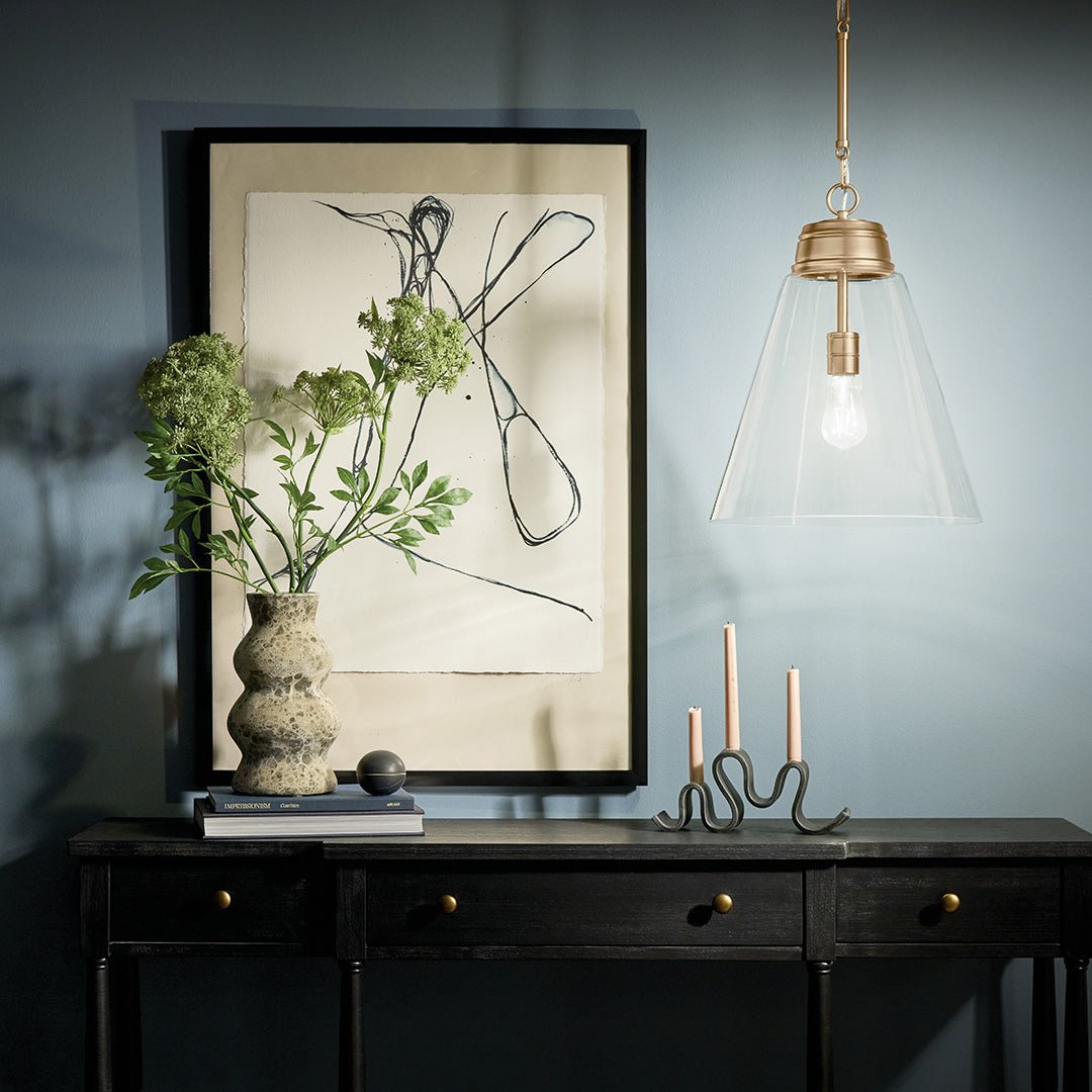 KICHLER-52661CPZKICHLER Marsailli 19"/19.75" 1 Light Pendant with Frosted/Clear Glass