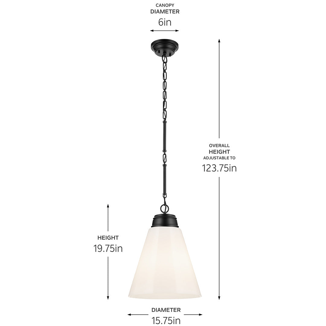 KICHLER-52661CPZKICHLER Marsailli 19"/19.75" 1 Light Pendant with Frosted/Clear Glass