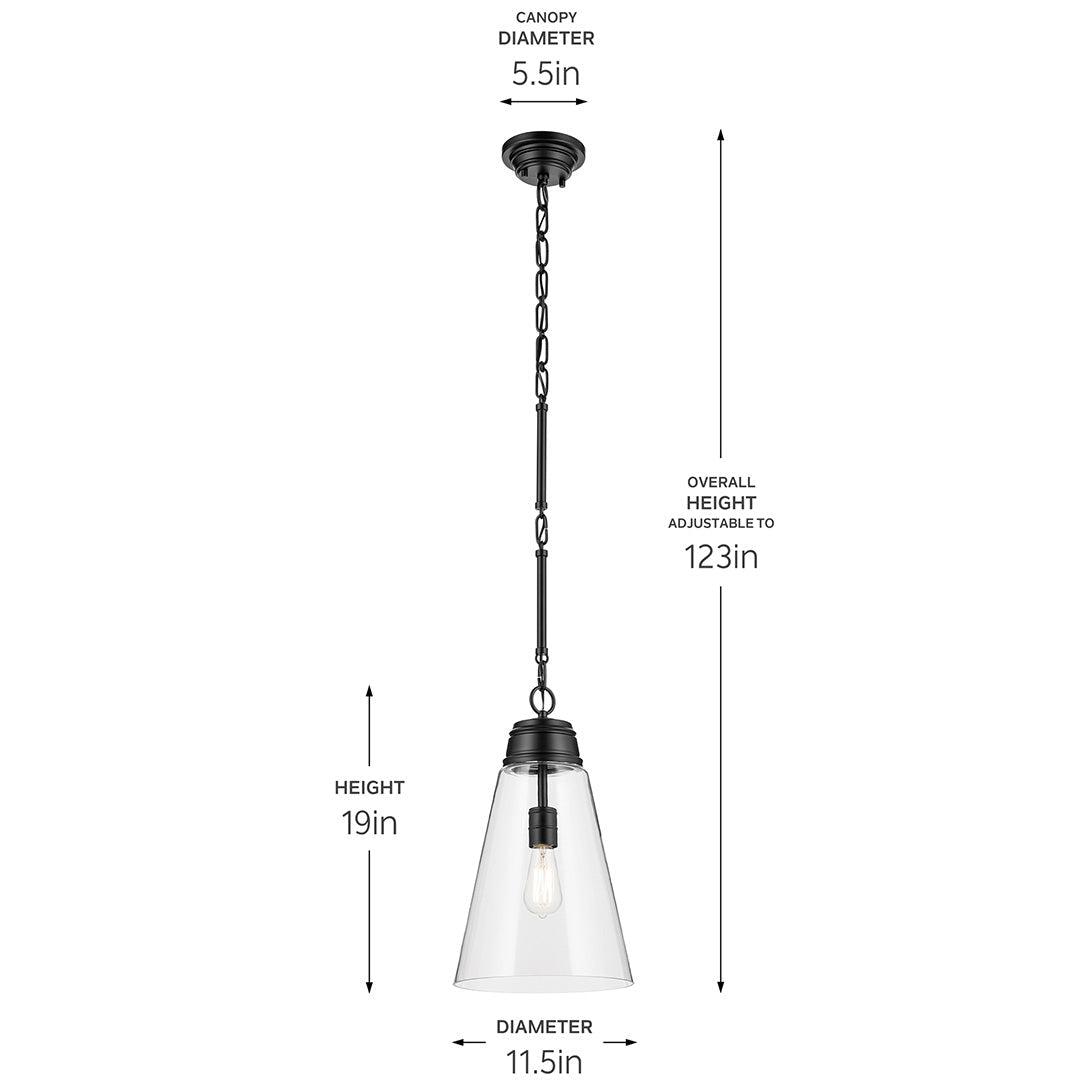 KICHLER-52661CPZKICHLER Marsailli 19"/19.75" 1 Light Pendant with Frosted/Clear Glass
