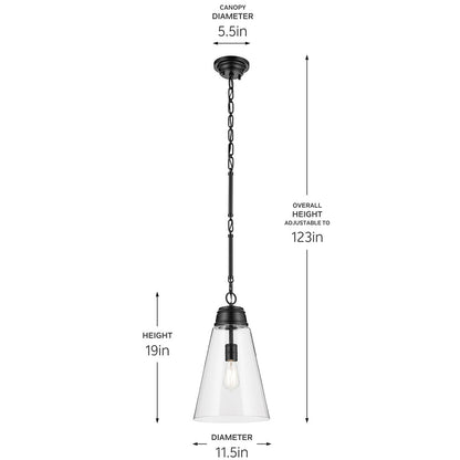 KICHLER-52661CPZKICHLER Marsailli 19"/19.75" 1 Light Pendant with Frosted/Clear Glass