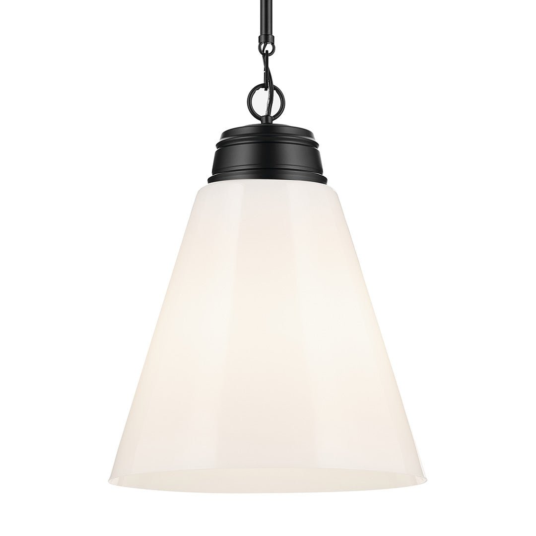 KICHLER-52662BKKICHLER Marsailli 19"/19.75" 1 Light Pendant with Frosted/Clear Glass
