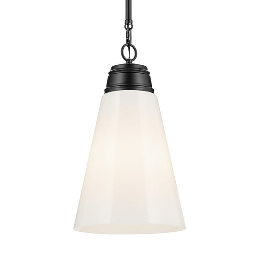 KICHLER-52661BKKICHLER Marsailli 52661 19" 1 Light Pendant with Frosted/Clear Glass