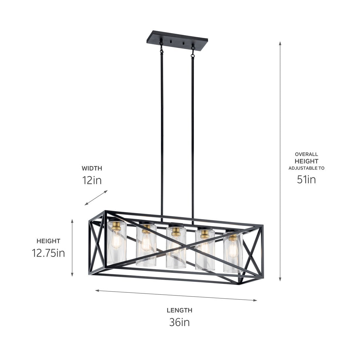 KICHLER-44081BKKICHLER Moorgate 44081 12" 5-Light Linear Chandelier