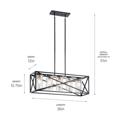 KICHLER-44081BKKICHLER Moorgate 44081 12" 5-Light Linear Chandelier