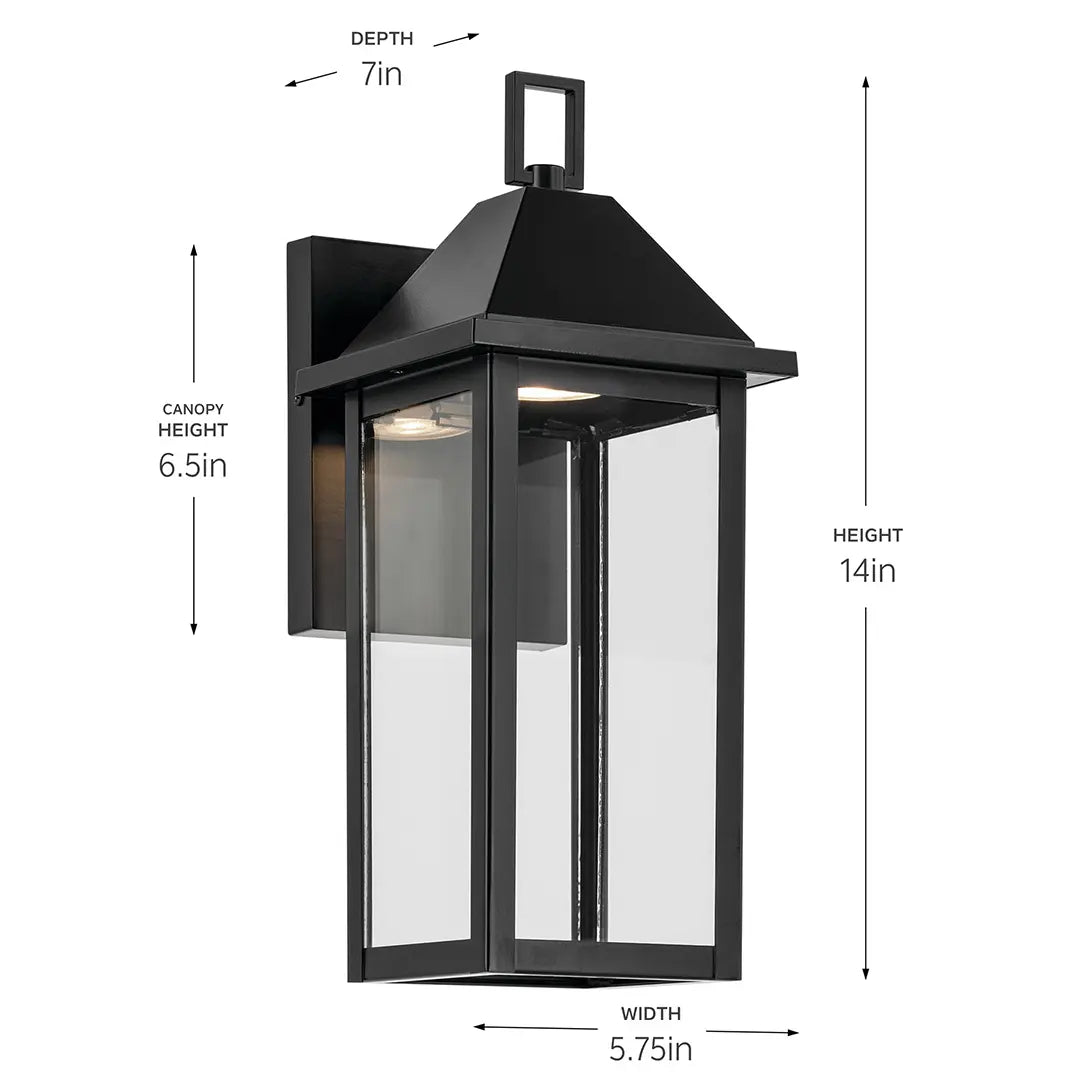KICHLER-59157BKDSKichler Prin 59157 14" Outdoor Wall Light