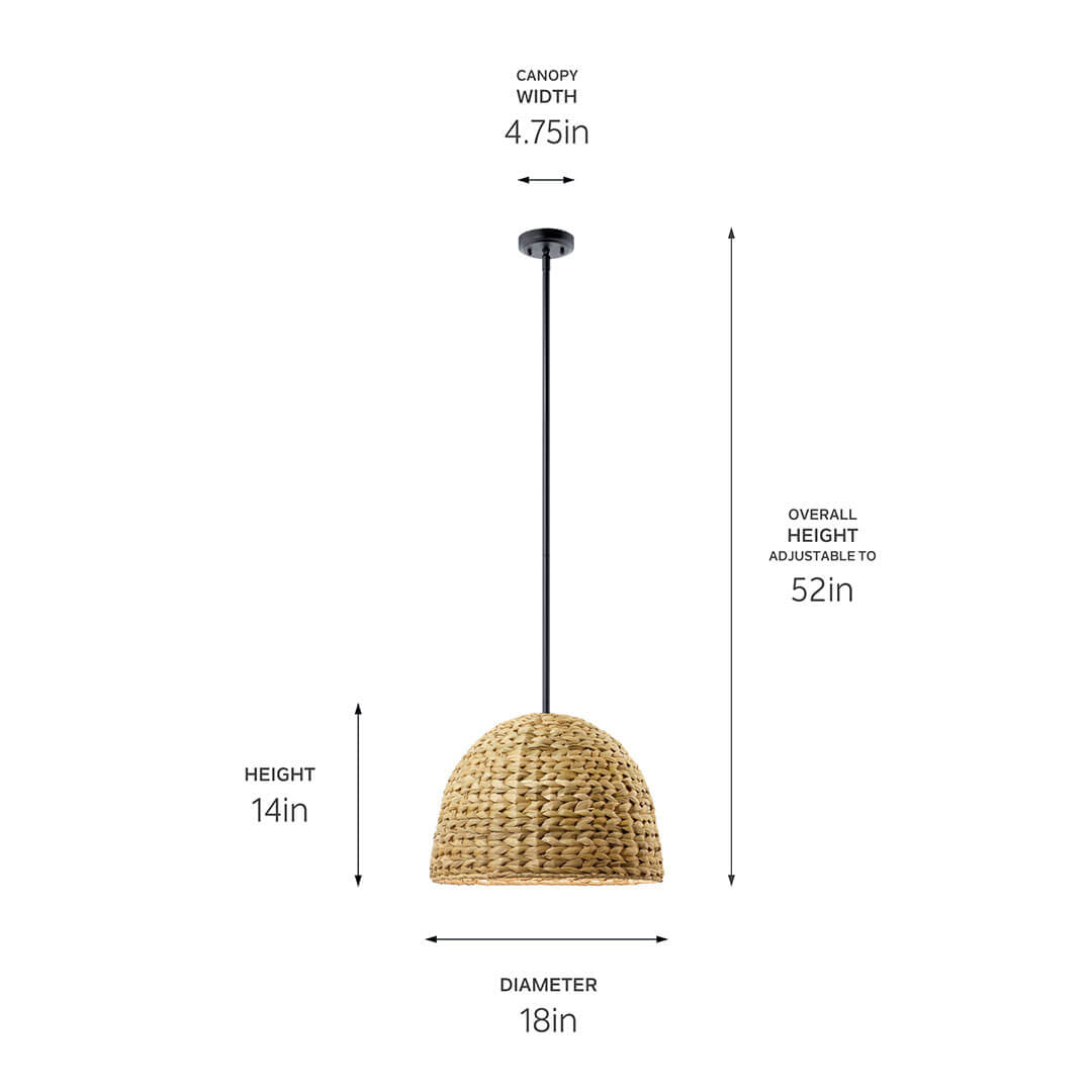 KICHLER-44399BKKICHLER Raffiana 14" 1-Light Pendant with Frosted Glass