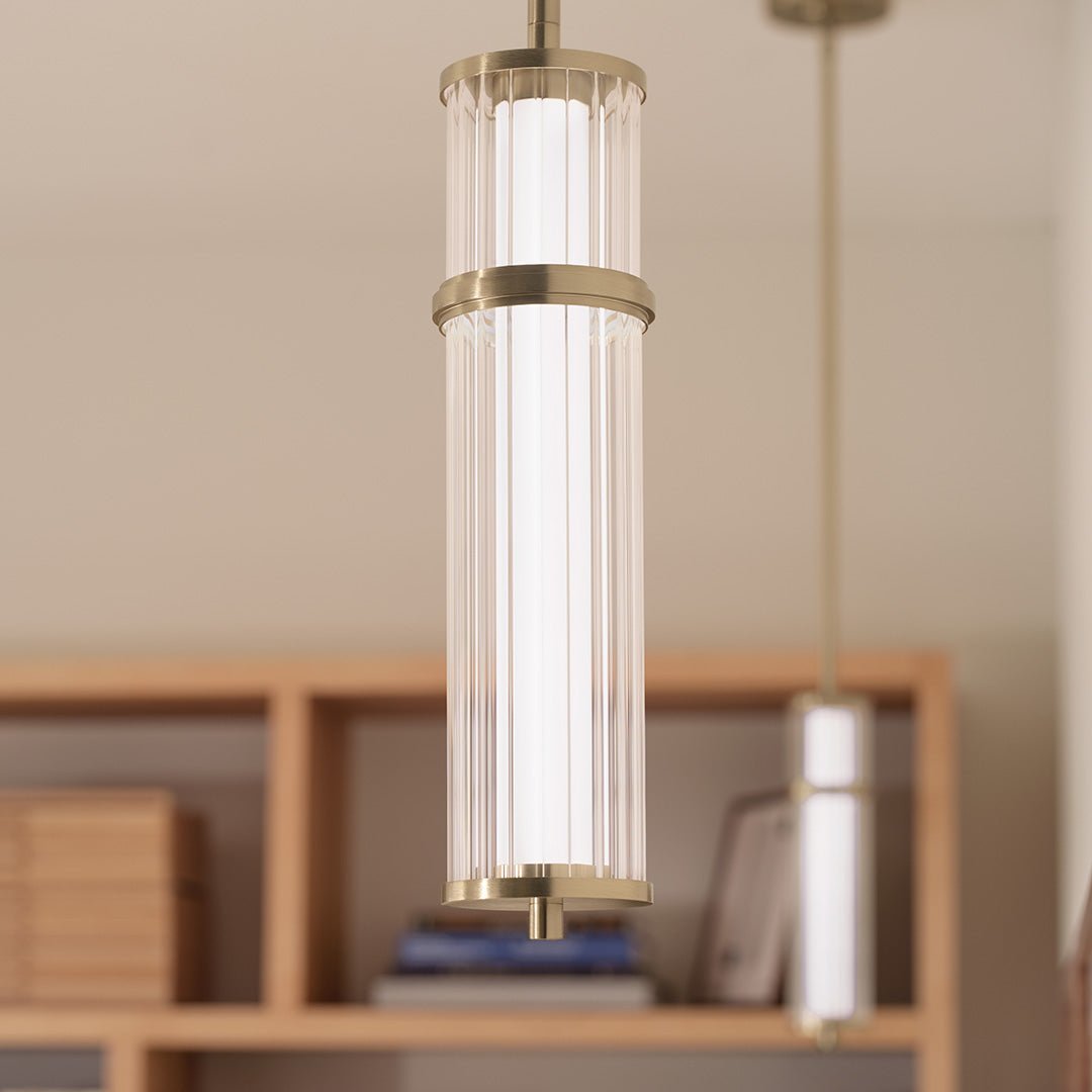 KICHLER-52755PNLEDKICHLER Riven 15.5 Inch LED 1 Light Pendant with Clear Glass 30K
