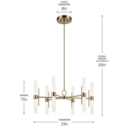 KICHLER-52752CPZLEDKICHLER Riven 52752 55W LED 33" Chandelier with Clear Fluted Glass 30K