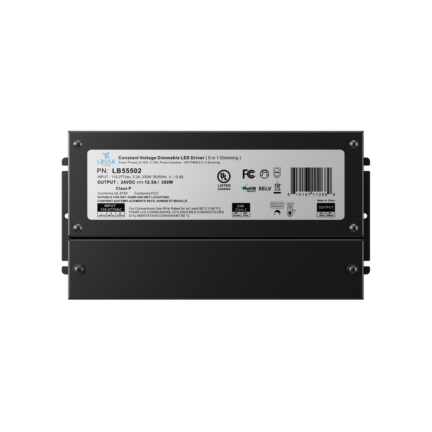 LBU-LB55502LightBlueUSA LB55502 300W 5 in 1 Dimmable LED Driver