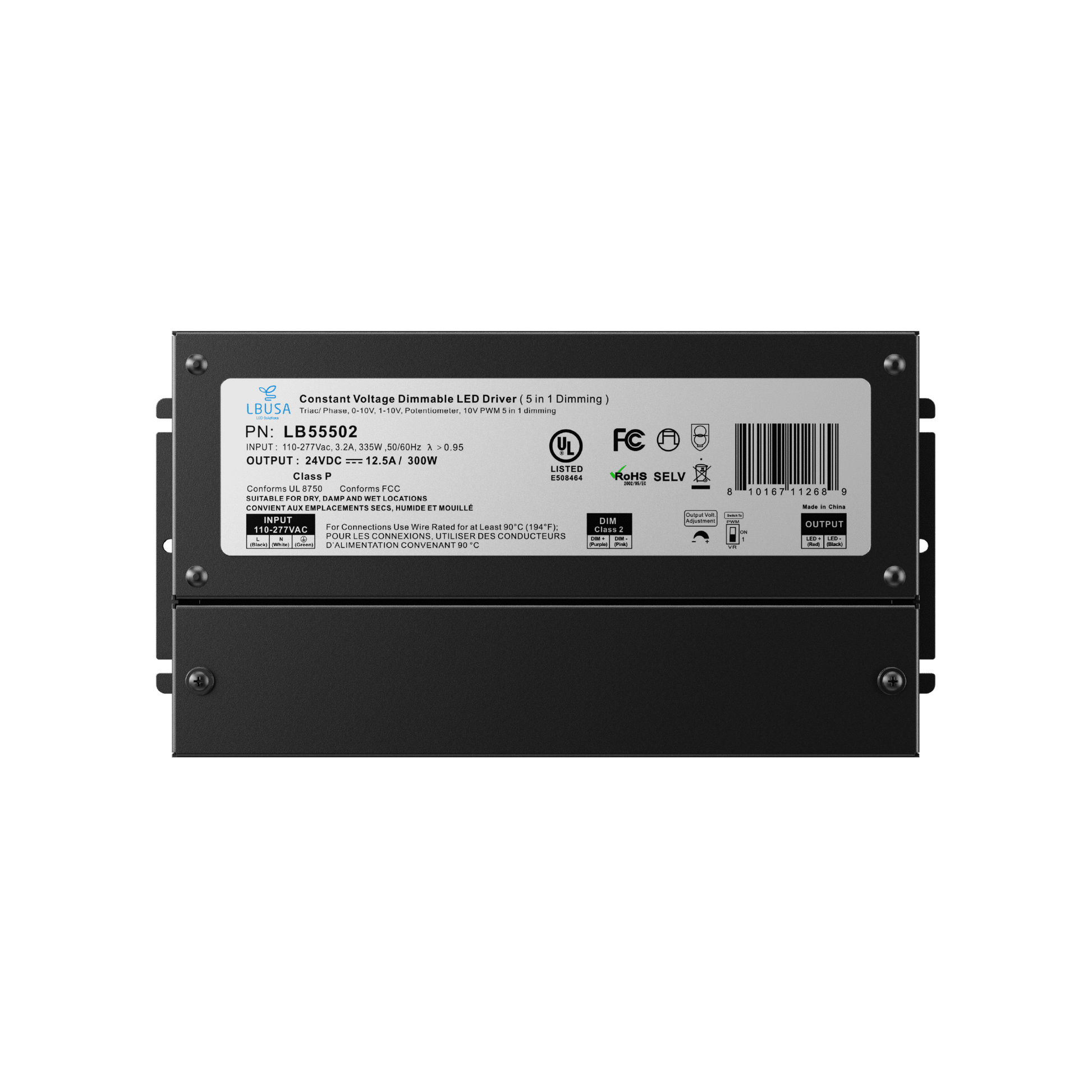 LBU-LB55502LightBlueUSA LB55502 300W 5 in 1 Dimmable LED Driver