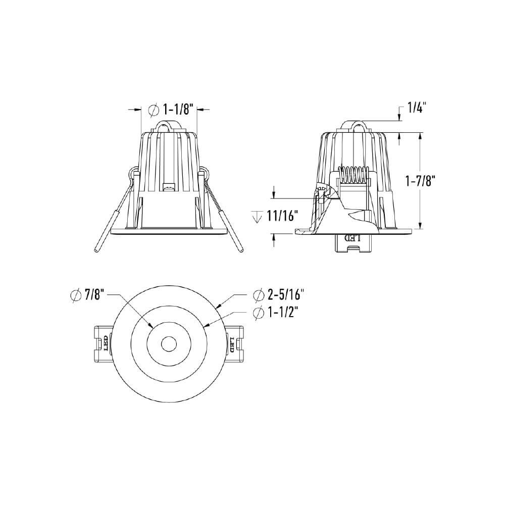 Dals Lighting RGR1-CDW 1" 6W Round Regressed Downlight Selectable CCT+DTW