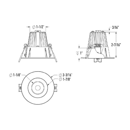 Dals Lighting RGR2-CDW 2" 8W Round Regressed Downlight Selectable CCT+DTW
