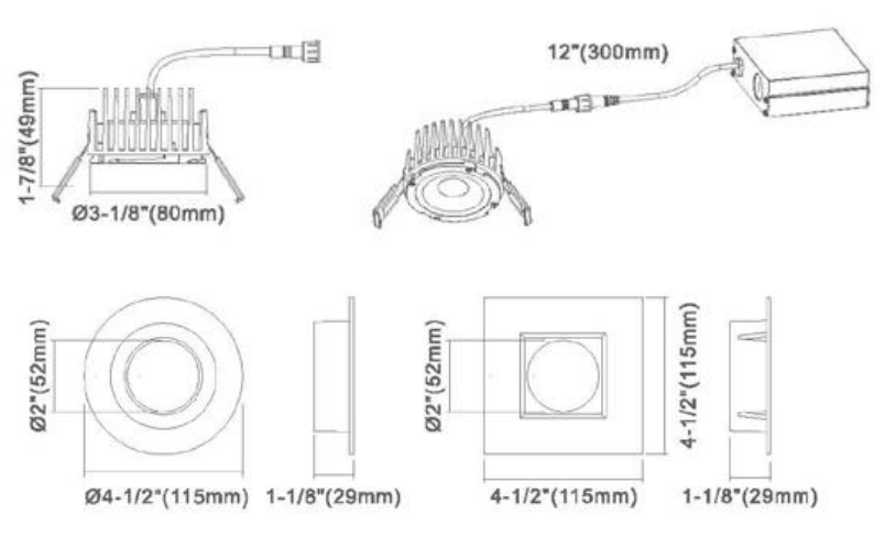 LOTUS - AD - LED - 4 - S15W - 5CCT - T4SBLotus AD - LED - 4 - S15W 15W Recessed Downlight Selectable CCT