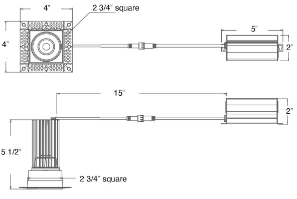 LOTUS - LED - 2 - S11W - 5CCT - BK - EY - T - SQLotus LED - 2 - S11W - SQ - T 2" 11W Square LED Trimless Recessed Gimbal Selectable CCT/DTW
