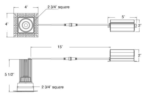 LOTUS - LED - 2 - S15W - L5CCTBK - T - SQLotus LED - 2 - S15W - T - SQ 2" 15W LED Trimless Square Recessed Downlight Selectable