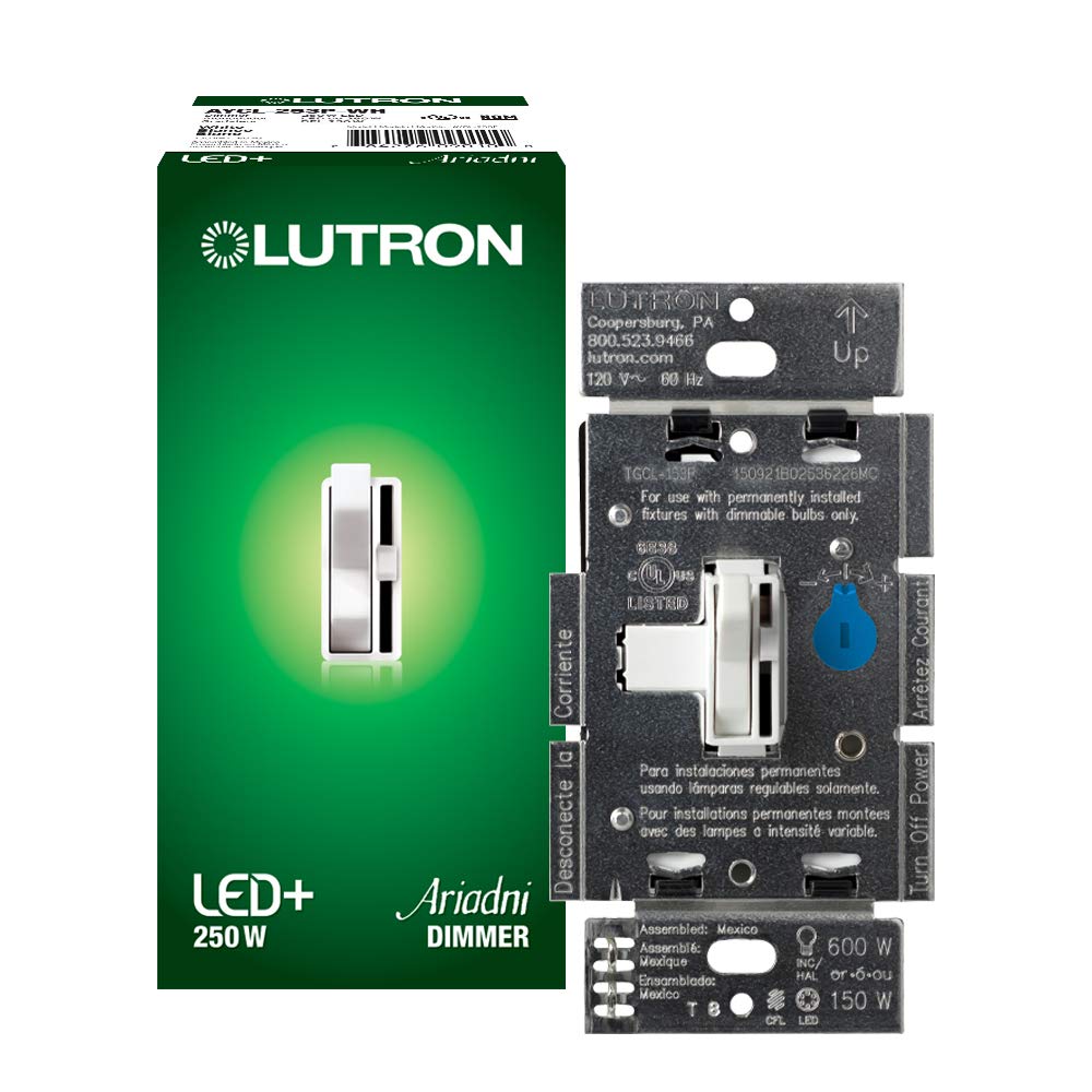 LUTRON-AYCL-253P-WHLutron AYCL - 253P - WH Ariadni LED+ Dimmer Switch 250W LED Single Pole/3 - Way