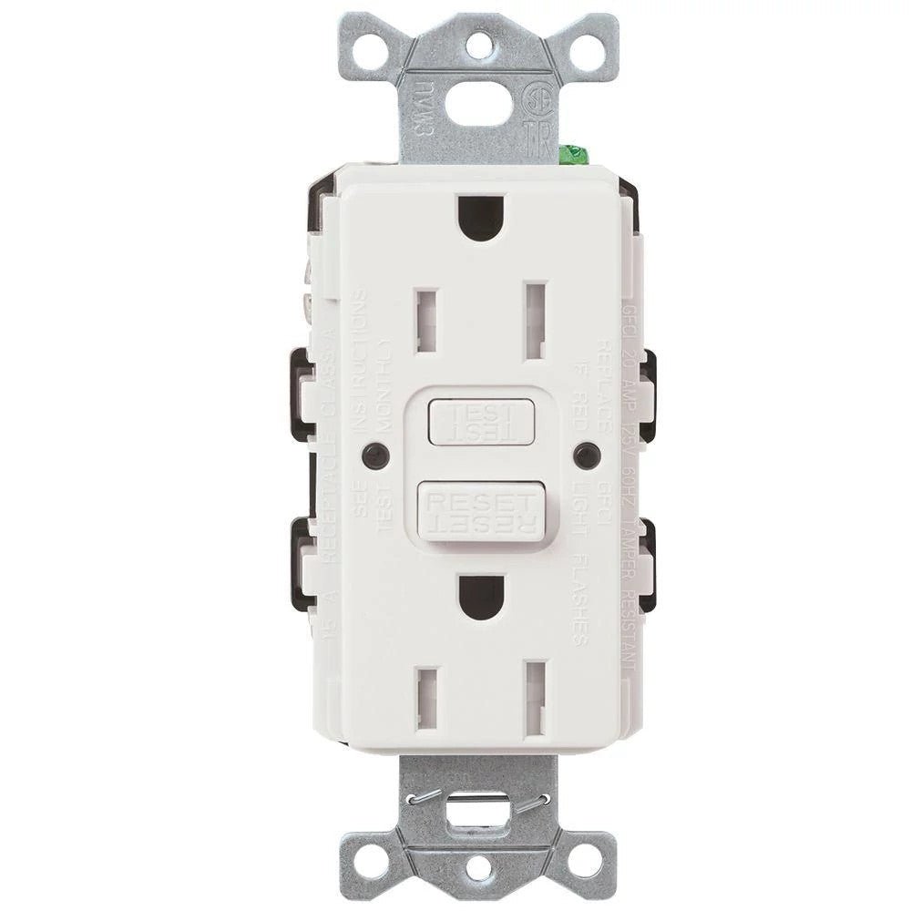 LUTRON-CAR-15-GFST-WHLutron CAR-15-GFST-WH Claro 15A Tamper-Resistant GFCI Receptacle, White