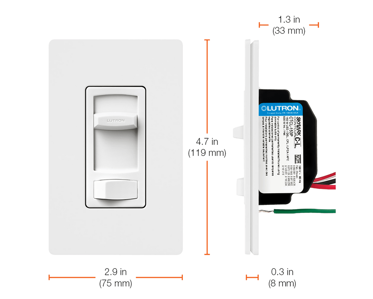 LUTRON-CTCL-153P-WHLutron CTCL-153P-WH Skylark Contour LED+ Dimmer Switch, White