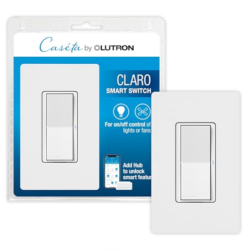 LUTRON-DVRF-5NS-WHLutron DVRF - 5NS Claro Smart Switch for Caseta 5A LED/3A Fan On/Off Paddle Switch, Single - Pole/ 3 - Way